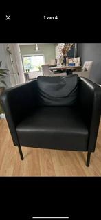 Zwarte imitatieleer fauteuil, Ophalen, Zo goed als nieuw, Eenpersoons, Minder dan 150 cm