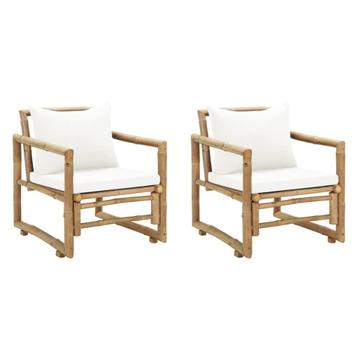 Tuinstoelen 2 st met kussens bamboe beschikbaar voor biedingen