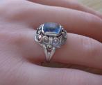 antiek zilveren ring met blauwe spinel [430], Verzenden, Zilver, Ring, Met edelsteen