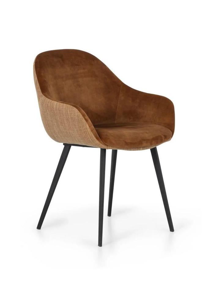 Eetkamerstoel Nora Montel, Huis en Inrichting, Stoelen, Nieuw, Vijf, Zes of meer stoelen, Metaal, Stof, Bruin, Ophalen