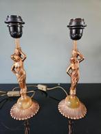 Tafellamp/ schemerlamp messing vrouw met marmer voet, Huis en Inrichting, Lampen | Tafellampen, Ophalen of Verzenden, Gebruikt
