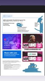Ub40 concert kaartjes 2x, Twee personen, September