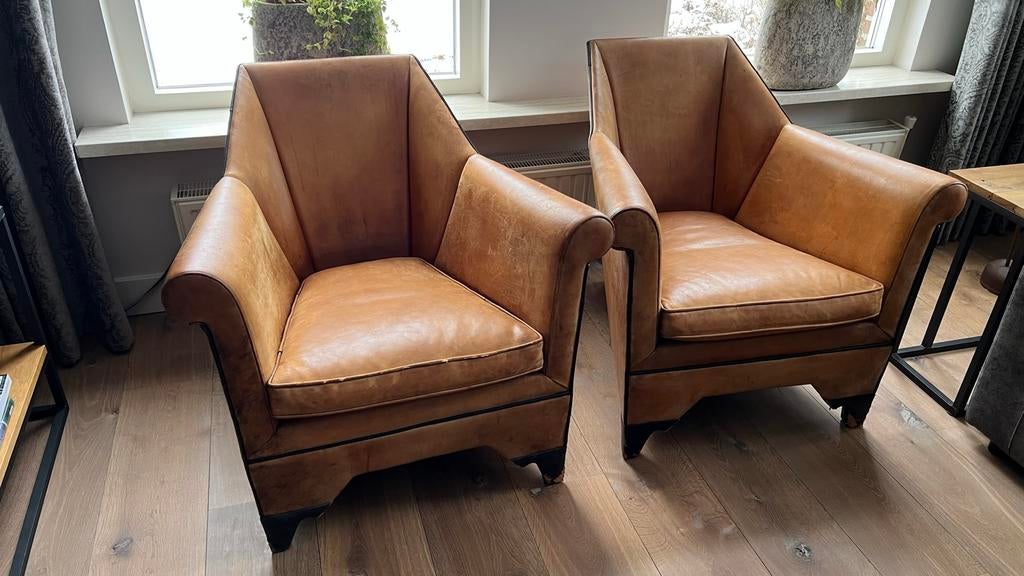 Adam & Eve fauteuils - Bart van Bekhoven, Huis en Inrichting, Ophalen, Gebruikt, Leer