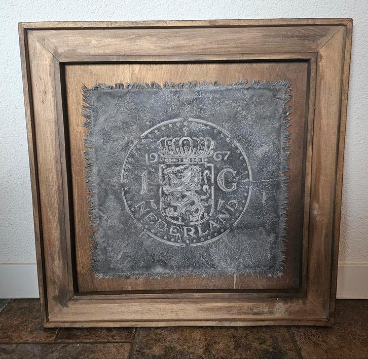 Kalkdoek gulden in houten lijst, Huis en Inrichting, Woonaccessoires | Lijsten, Nieuw, Minder dan 50 cm, Hout, Ophalen of Verzenden
