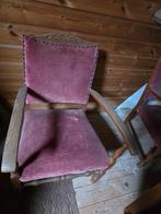 Vintage eikenhouten stoelen met goede bekleding, Huis en Inrichting, Ophalen, Gebruikt, Twee, Bruin