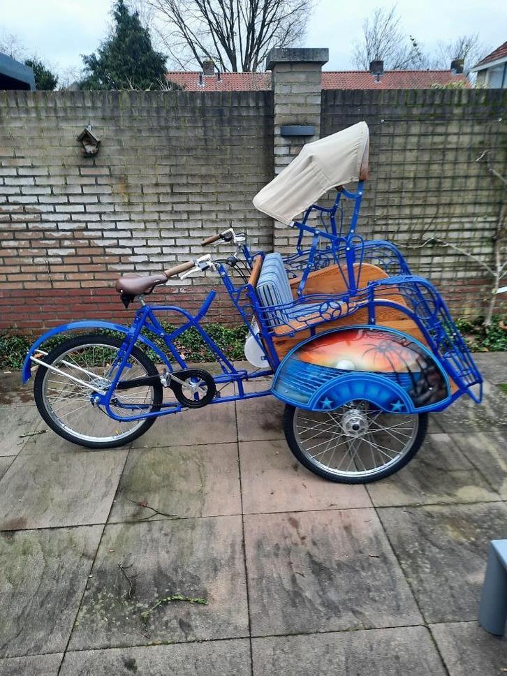 Riksja / Becak, Fietsen en Brommers, Fietsen | Bakfietsen, Zo goed als nieuw, Overige merken, 2 kinderen, Huif, Ophalen