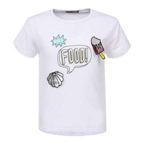 T-shirt wit hello food 152, Kinderen en Baby's, Kinderkleding | Maat 152, Nieuw, Meisje, Shirt of Longsleeve, Ophalen of Verzenden