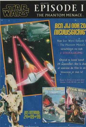 Retro reclame 1999 Star Wars Phantom Menace album beschikbaar voor biedingen