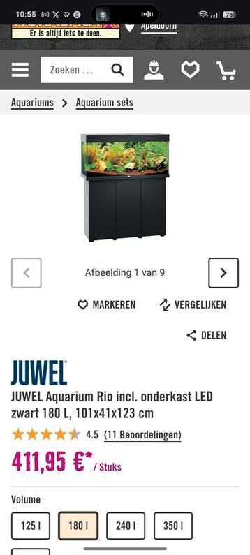 Juwel 180 Aquarium inclusief onderkast met vissen en extras beschikbaar voor biedingen