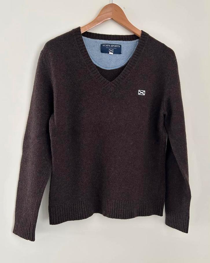Scapa, bruine, 100% wollen trui, maat 42/44 (XXL), Kleding | Dames, Truien en Vesten, Zo goed als nieuw, Maat 42/44 (L), Bruin