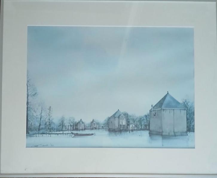 Dorp aan het IJSSELMEER,  Ciano Siewert  origineel werk, Antiek en Kunst, Kunst | Litho's en Zeefdrukken, Ophalen