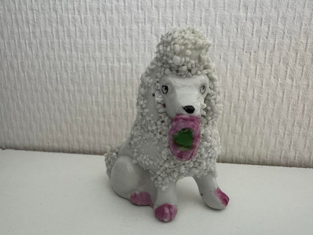 Vintage porseleinen poedel beeldje jaren 60, Antiek en Kunst, Ophalen of Verzenden