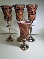 5 Theelichthouders glas mozaïek, Huis en Inrichting, Woonaccessoires | Kandelaars en Kaarsen, Ophalen of Verzenden, Nieuw, Overige materialen