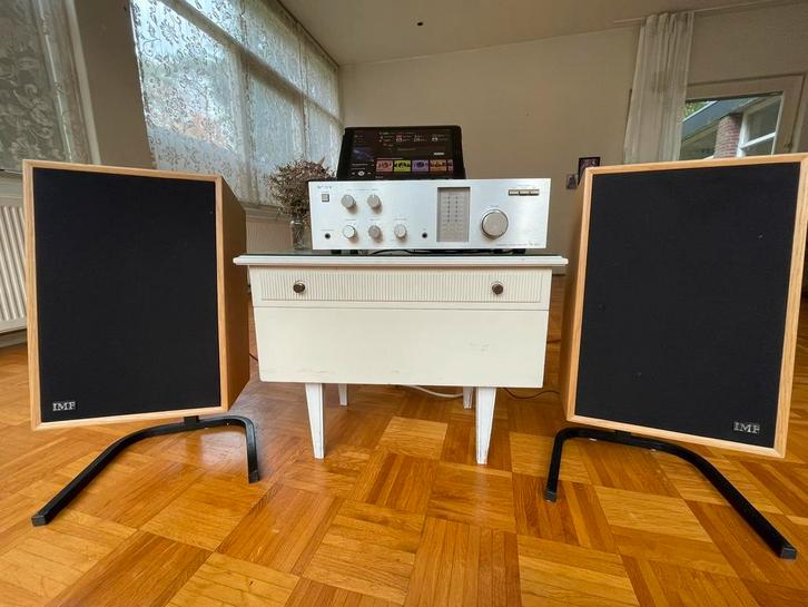 IMF Super Compact II – nieuw gefineerd + gerefoamd + stands, Audio, Tv en Foto, Luidsprekers, Zo goed als nieuw, Front, Rear of Stereo speakers