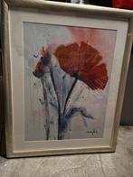 Schilderij klaproos, Gebruikt, Overige typen, Ophalen of Verzenden, 75 tot 100 cm