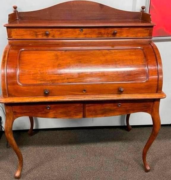 Antiek Engels bureau /Mahonie trommel- of cilinderbureau., Antiek en Kunst, Antiek | Meubels | Kasten, Ophalen