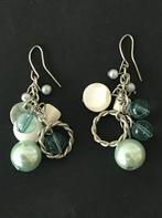 Vintage Oorbellen met Kralen, Met kristal, Overige materialen, Blauw, Ophalen of Verzenden