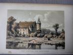 09 / Dalfsen  Rechteren   het Kasteel  Litho 1854, Antiek en Kunst, Ophalen of Verzenden