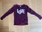 Gestreepte longsleve met opdruk Retour maat 9/10 (134/140), Gebruikt, Meisje, Ophalen of Verzenden, Shirt of Longsleeve