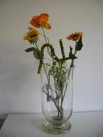 Grote Glazen Vaas met Zonnebloem, Papaver 70 cm hoog - zgan, Binnen, Ophalen of Verzenden, Zo goed als nieuw