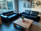 Bankstel 2 en 2,5 zits zwart zeer degelijk rundleer!, Huis en Inrichting, Banken | Bankstellen, Ophalen, 150 tot 200 cm, Zo goed als nieuw