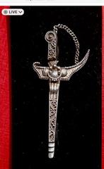 Vintage Kris Dokja Broche/Clip Zilver Indonesia, Met kristal, 4 tot 7 cm, Gebruikt, Verzenden