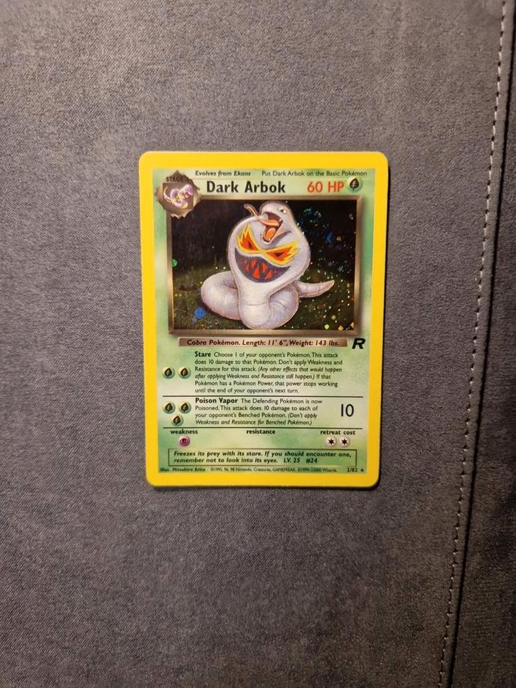 Dark Arbok Holo 2/82 Team Rocket 1999 Wotc, Hobby en Vrije tijd, Verzamelkaartspellen | Pokémon, Zo goed als nieuw, Losse kaart
