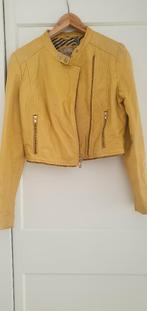 Okergeel leren jasje - Vintage - Maat M, Ophalen of Verzenden, Gedragen, Maat 38/40 (M), Geel
