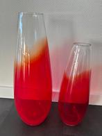 2 Grote Glazen Vazen, Ophalen, Minder dan 50 cm, Rood, Glas