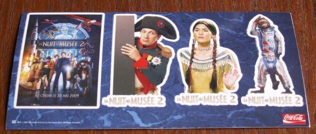 36 stickers van Coca Cola film La nuit au Musee 2, Ophalen of Verzenden, Nieuw