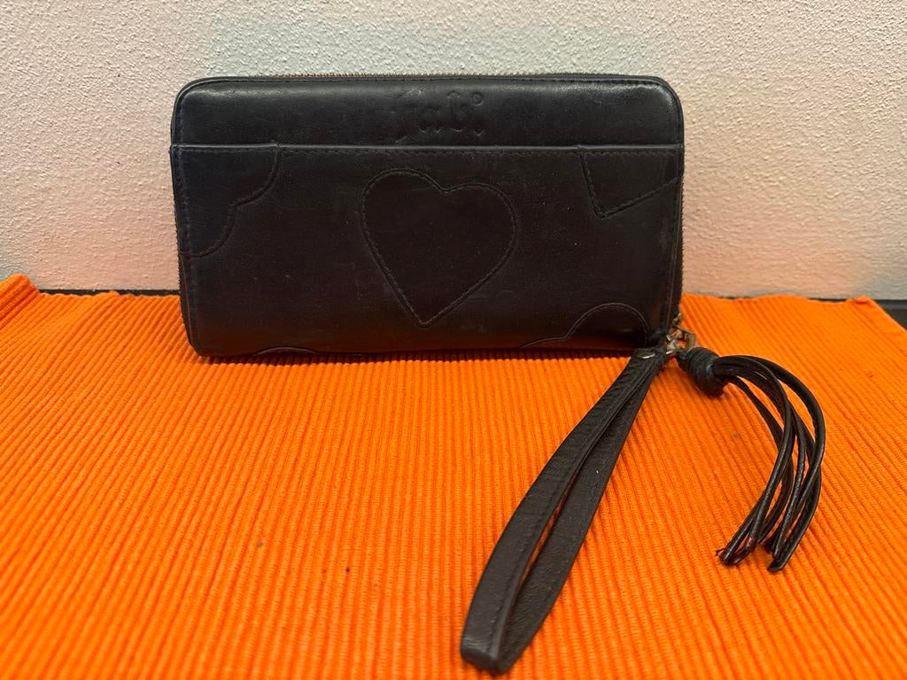 FAB Portemonnee Zwart Leer, Sieraden, Tassen en Uiterlijk, Portemonnees, Overige merken, Gebruikt, Zwart, Ophalen of Verzenden