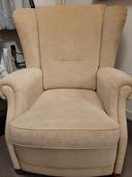 Fauteuil beige met ronde houten poten, Huis en Inrichting, Fauteuils, Ophalen, Gebruikt, 75 tot 100 cm, 75 tot 100 cm