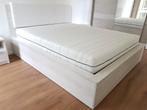 Wit eiken Tweepersoonsbed 160x200 met opbergfunctie NIEUW, Overige materialen, Wit, Ophalen of Verzenden, 200 cm
