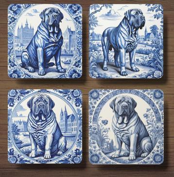 Mastino Delfts Blauw onderzetters met houder beschikbaar voor biedingen