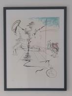 Ingelijste Lithografie Salvador Dali - Le Chevalier met CoA, Antiek en Kunst, Ophalen