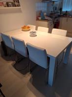 Hoogglans eettafel met 6 stoelen, 50 tot 100 cm, Kunststof, 150 tot 200 cm, Rechthoekig