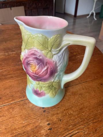 Antieke Keramische Kan met Rozenmotief - Prachtig Decoratief beschikbaar voor biedingen