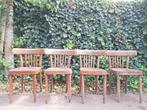 4 authentieke houten eetkamerstoelen, Huis en Inrichting, Stoelen, Ophalen, Design klassieker, Gebruikt, Bruin