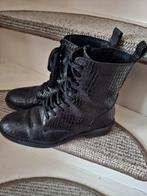 Zwarte Enkellaarsjes met Croco Print maat 38, Ophalen of Verzenden, Gedragen, Zwart, Lage of Enkellaarzen
