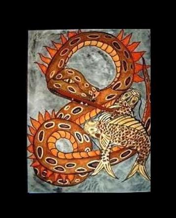 Kleurrijk Schilderij Japanse vintage tatoeage Irezumi beschikbaar voor biedingen