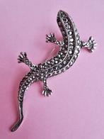 jwg Grote vintage 80s Art Deco stl hagedis broche zilver klr, Verzenden, Overige materialen, Broche