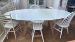 Ovale witte houten eettafel, Huis en Inrichting, Tafels | Eettafels, 100 tot 150 cm, Kunststof, 200 cm of meer, Ophalen of Verzenden