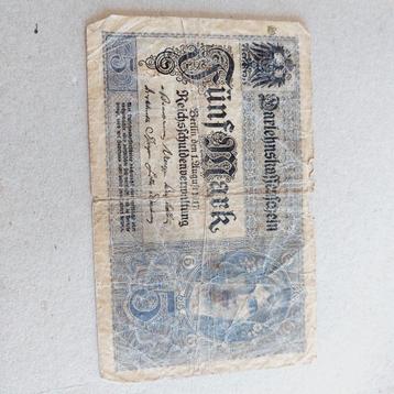 Duitse 5 mark biljet uit 1917