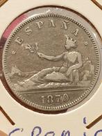 Spanje, 2 peseta 1870, zilver (1), Zilver, Ophalen of Verzenden