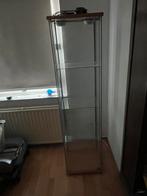 Glazen vitrinekast met houten boven en onderkant, Huis en Inrichting, Kasten | Vitrinekasten, Ophalen, Met plank(en), 50 tot 100 cm