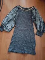 Winter grijs jurkje met slangeprint pofmouwen Frime - S/M, Kleding | Dames, Maat 38/40 (M), Frime, Ophalen of Verzenden, Zo goed als nieuw
