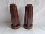 2 art deco houten kandelaars. Amsterdamse school., Antiek en Kunst, Antiek | Kandelaars, Ophalen of Verzenden, Overige materialen