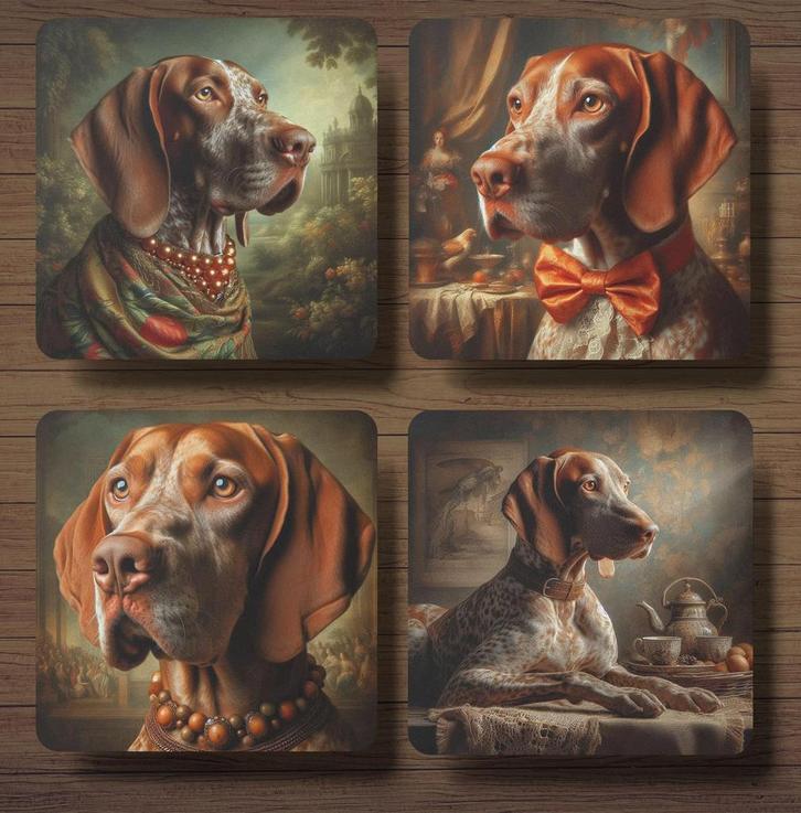 Bracco Italiano Barok onderzetters met houder, Huis en Inrichting, Woonaccessoires | Onderzetters, Nieuw, Glas of Kopje, Ophalen of Verzenden