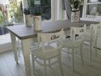 Mooie grote landeijke tafel met 6 leuke stoelen chair zgan, Huis en Inrichting, Tafels | Eettafels, 200 cm of meer, 50 tot 100 cm