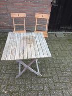 Houten tuinset met tafel en stoelen, Tuin en Terras, Tuintafels, Ophalen, Gebruikt, Vierkant, Hout